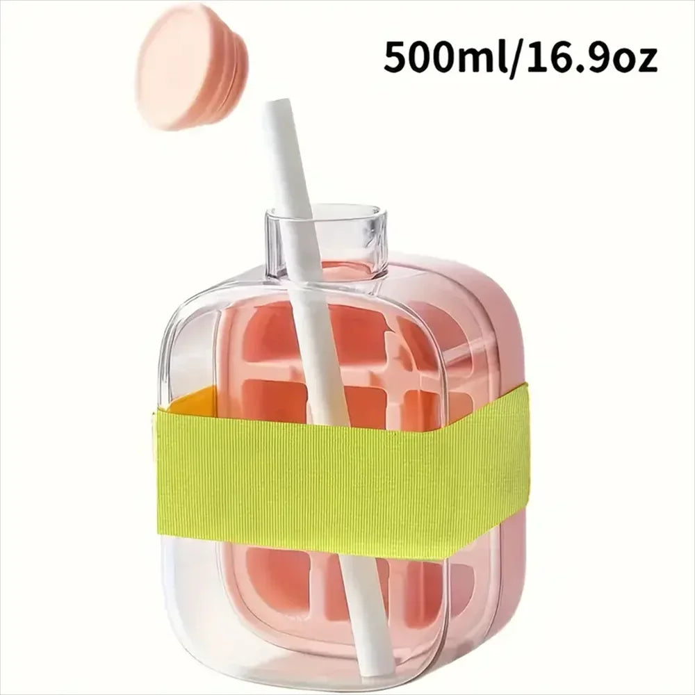 IcePress™ Bottle – 2-in-1 Push-to-Release Ice Maker with Straw