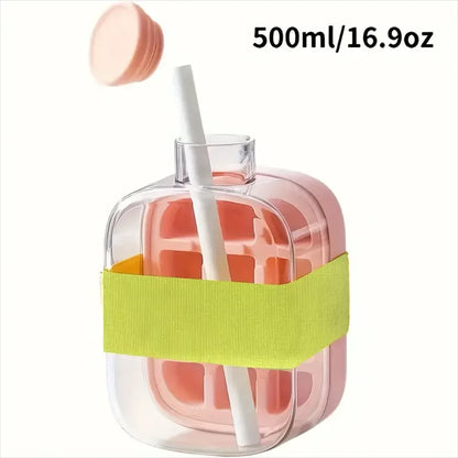 IcePress™ Bottle – 2-in-1 Push-to-Release Ice Maker with Straw