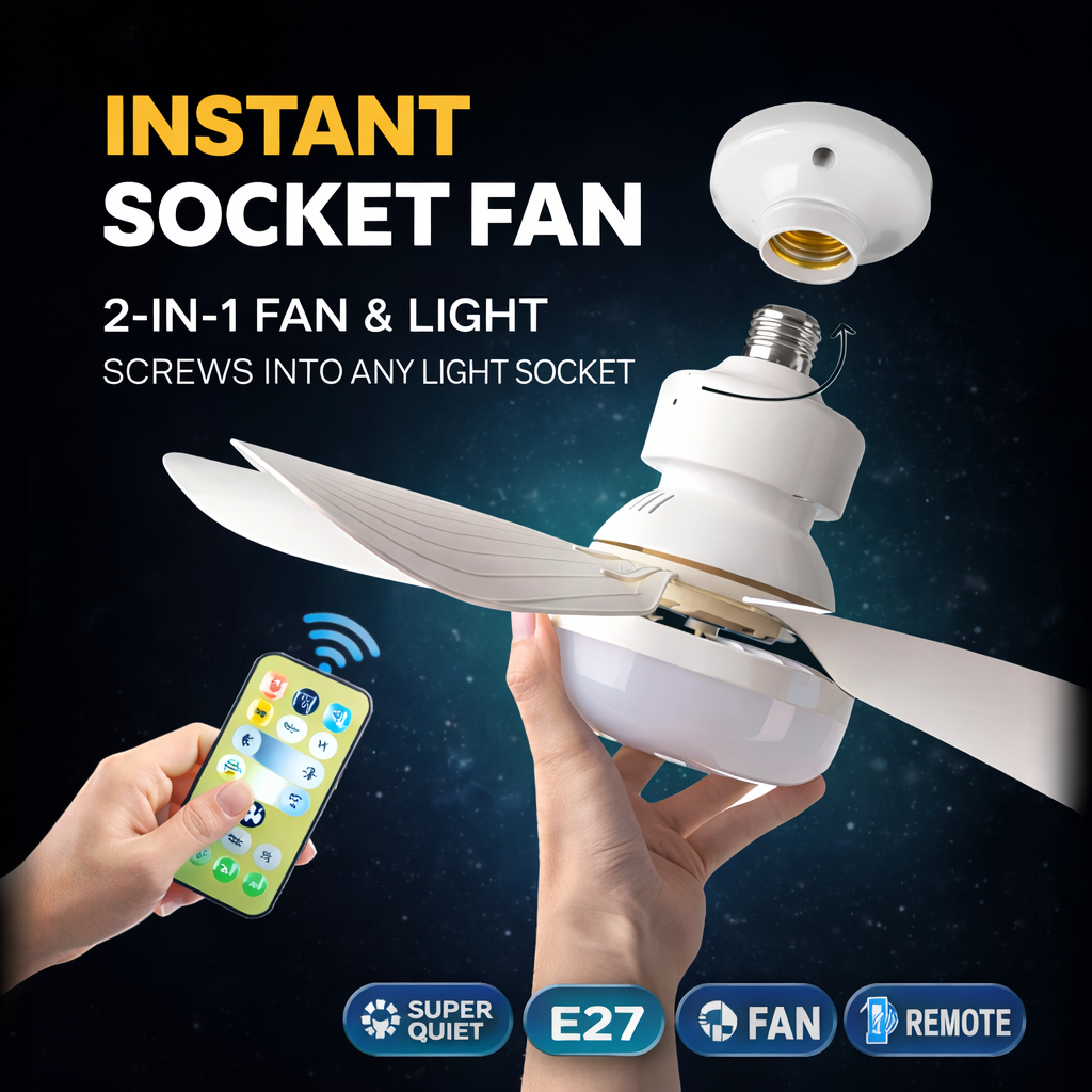 BreezeSocket™ LED Socket Fan Light with Remote