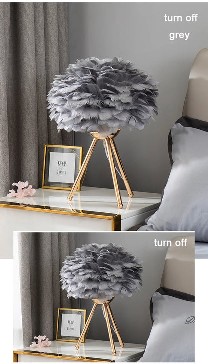 LumaPlume™ Romantic Feather Table Lamp – Crafted with Natural Goose Feathers