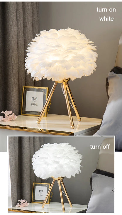 LumaPlume™ Romantic Feather Table Lamp – Crafted with Natural Goose Feathers