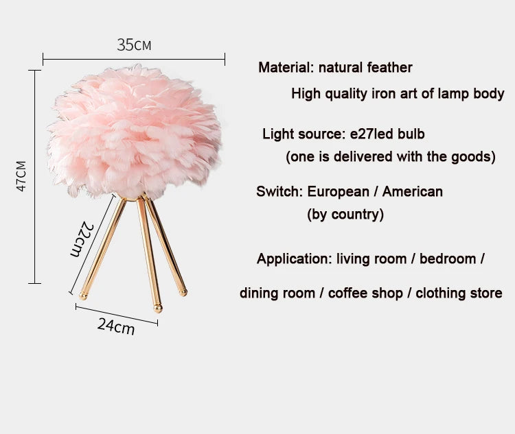 LumaPlume™ Romantic Feather Table Lamp – Crafted with Natural Goose Feathers