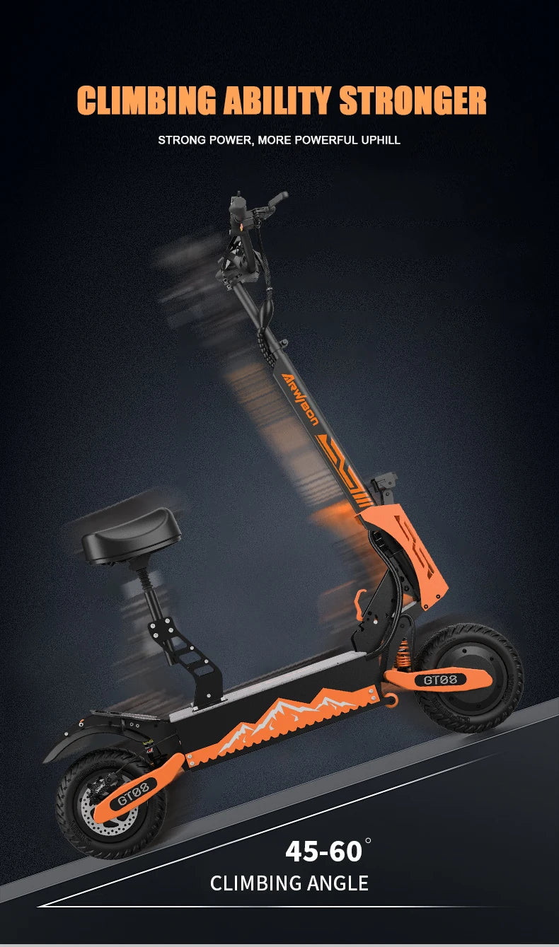 Arwibon™ 5600W Dual Motor Electric Scooter – 46 MPH, Off-Road, Foldable with Seat