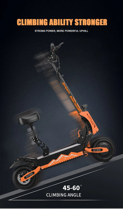 Arwibon™ 5600W Dual Motor Electric Scooter – 46 MPH, Off-Road, Foldable with Seat
