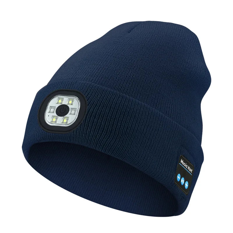 AudioBeam™ 3-in-1 Bluetooth Beanie — Built-In LED Headlamp & Wireless Headphones