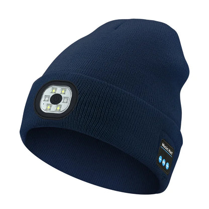 AudioBeam™ 3-in-1 Bluetooth Beanie — Built-In LED Headlamp & Wireless Headphones