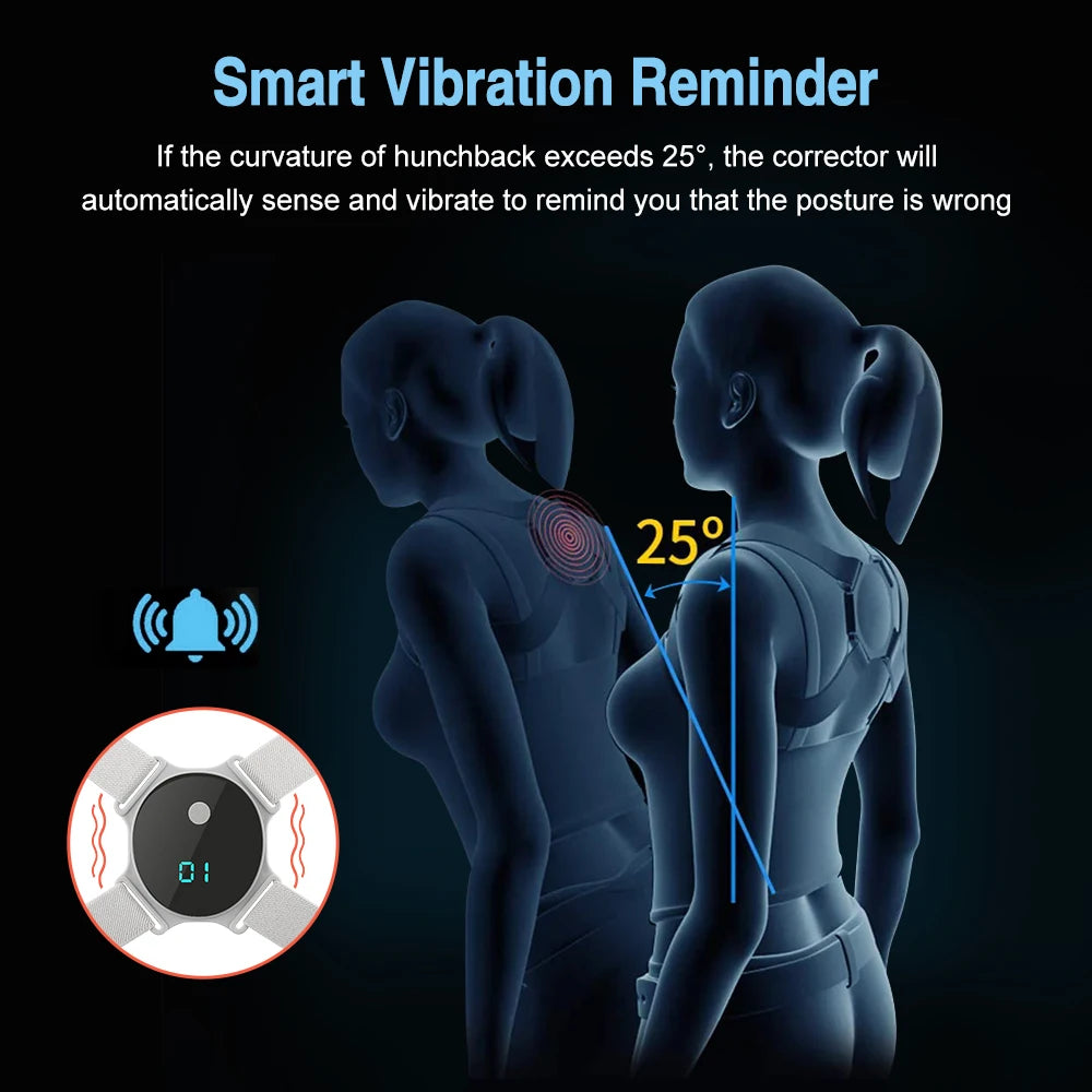 Posture Perfect Smart LCD Back Correction Belt - Adjustable Shoulder Strap for Eye Protection and Comfort