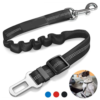 SafeRide™ Adjustable Dog Car Seat Belt – Pet Safety Harness Clip for Cars