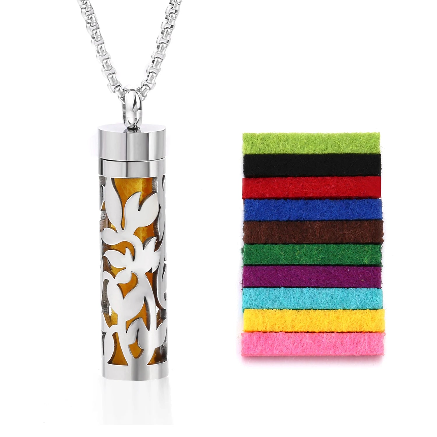 Stylish Stainless Steel Air Freshener Pendant Necklace - Versatile Perfume Oil Diffuser Charm for Men, Women, and Teens