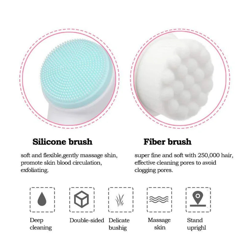 GlowDuo™ Double-Sided Facial Cleansing Brush – Deep Clean, Gentle Exfoliation & Relaxing Massage