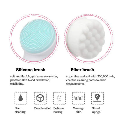 GlowDuo™ Double-Sided Facial Cleansing Brush – Deep Clean, Gentle Exfoliation & Relaxing Massage