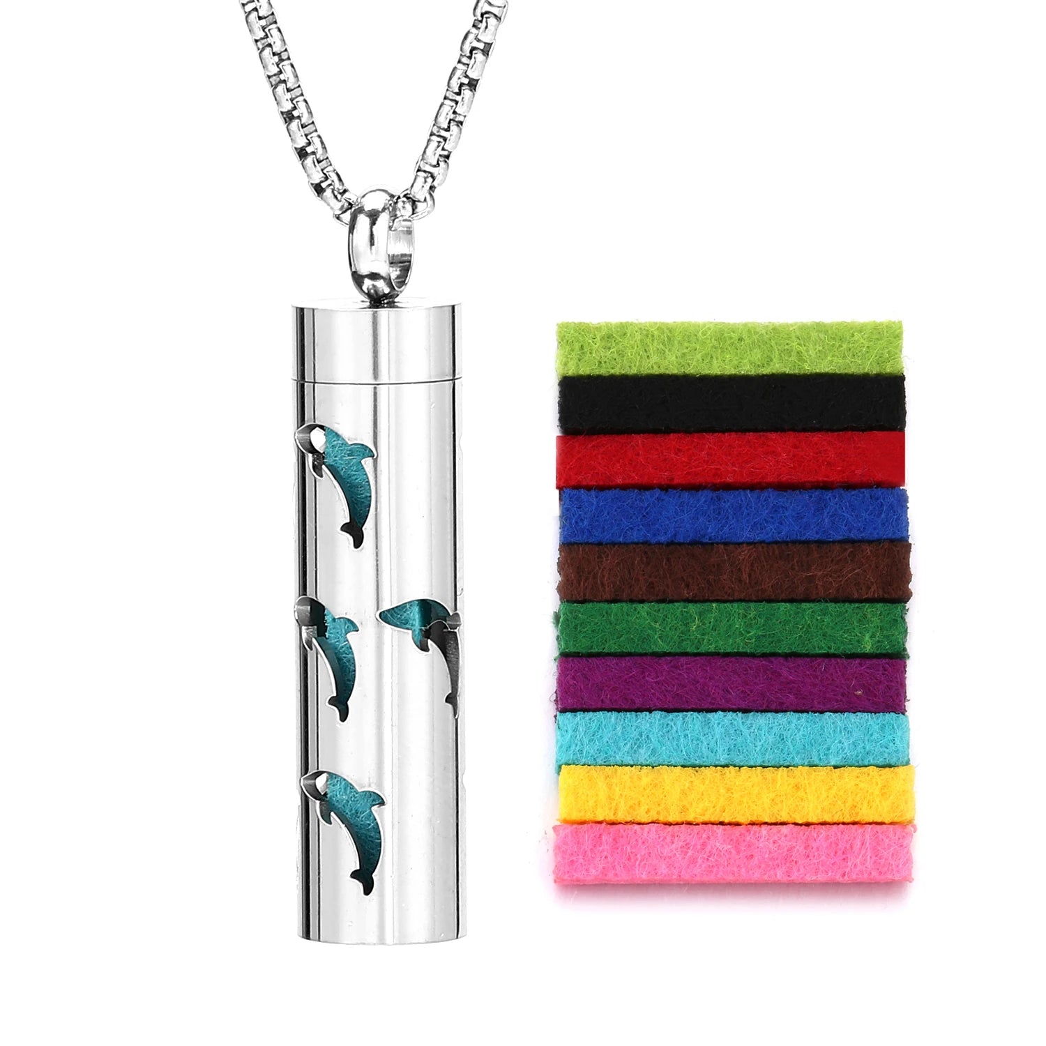 Stylish Stainless Steel Air Freshener Pendant Necklace - Versatile Perfume Oil Diffuser Charm for Men, Women, and Teens