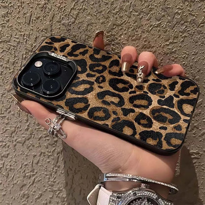 Leopard Print Phone Case for iPhone 11–17 Series – Shockproof Bumper Cover