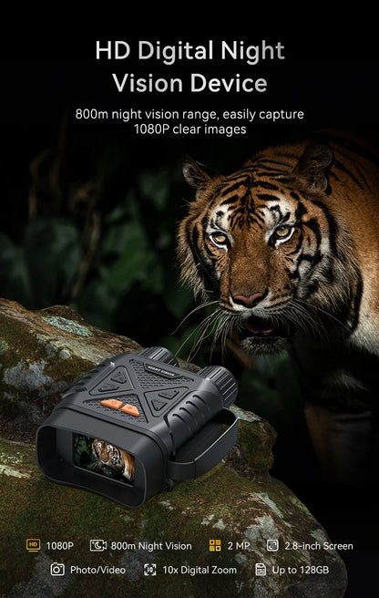 TrailView™ 1080P Night Vision Binoculars – 800m Infrared Range & 2.8” Screen