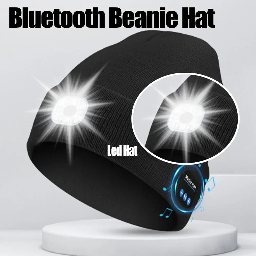 AudioBeam™ 3-in-1 Bluetooth Beanie — Built-In LED Headlamp & Wireless Headphones