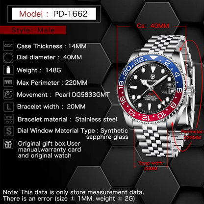 PAGANI DESIGN PD-1662 Automatic GMT Sapphire Watch