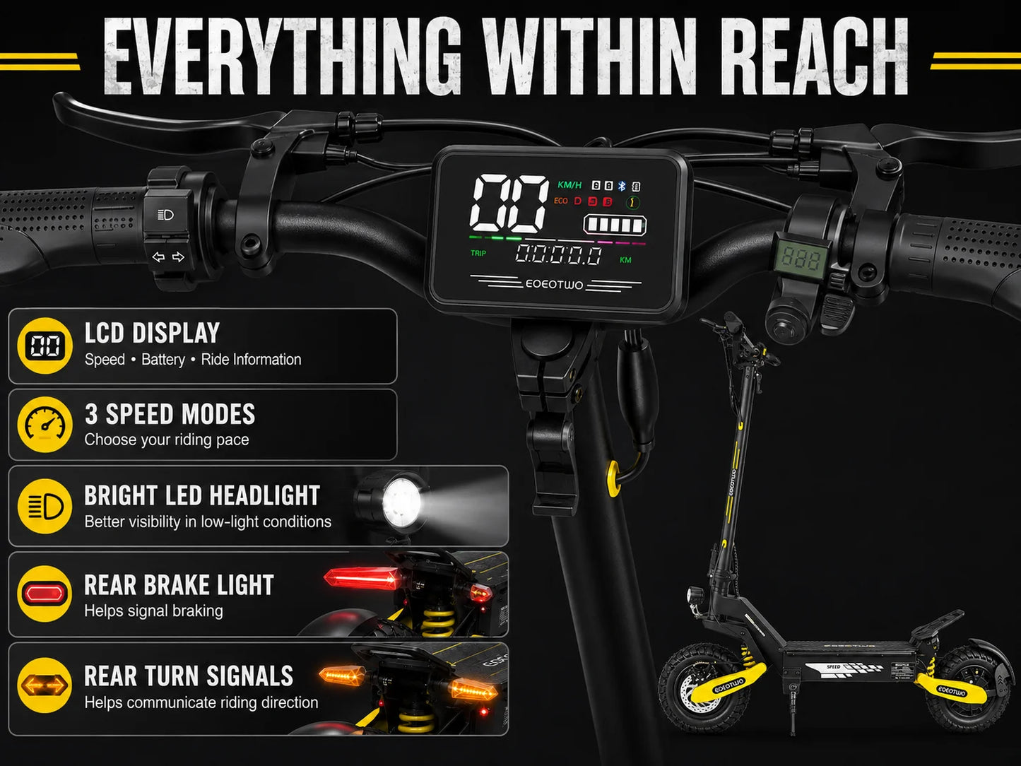 EOEOTWO™ 1200W Off-Road Electric Scooter – 28-31 MPH Long Range