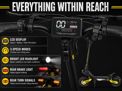 EOEOTWO™ 1200W Off-Road Electric Scooter – 28-31 MPH Long Range