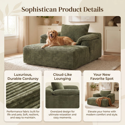 RidgeLoft™ 67" Oversized Corduroy Chaise Lounge & Sofa Bed