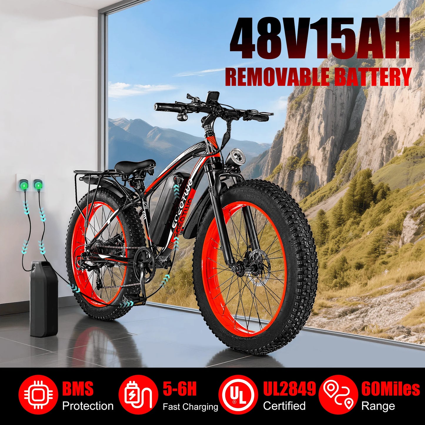 EOEOTWO™ 1500W High-Speed Electric Fat Tire Bike – 34MPH Power Ride