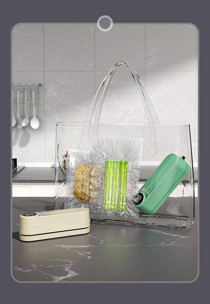 FreshZip™ Portable Vacuum Sealer – USB Rechargeable | Dry & Moist Food Storage with Bags & Pump