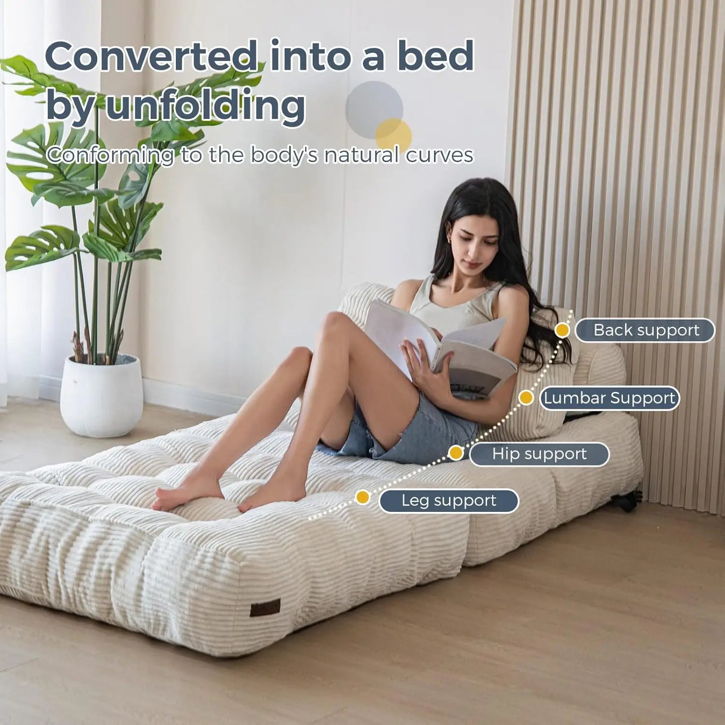 NestLounge™ Convertible Chair Bed – Plush Fold-Out Lounge Chair