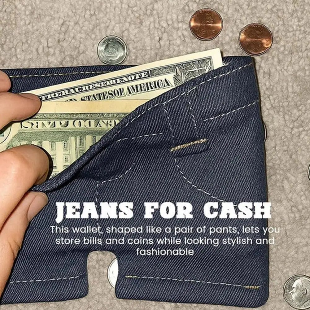 PocketDenim™ Mini Wallet – Foldable Denim Card Holder