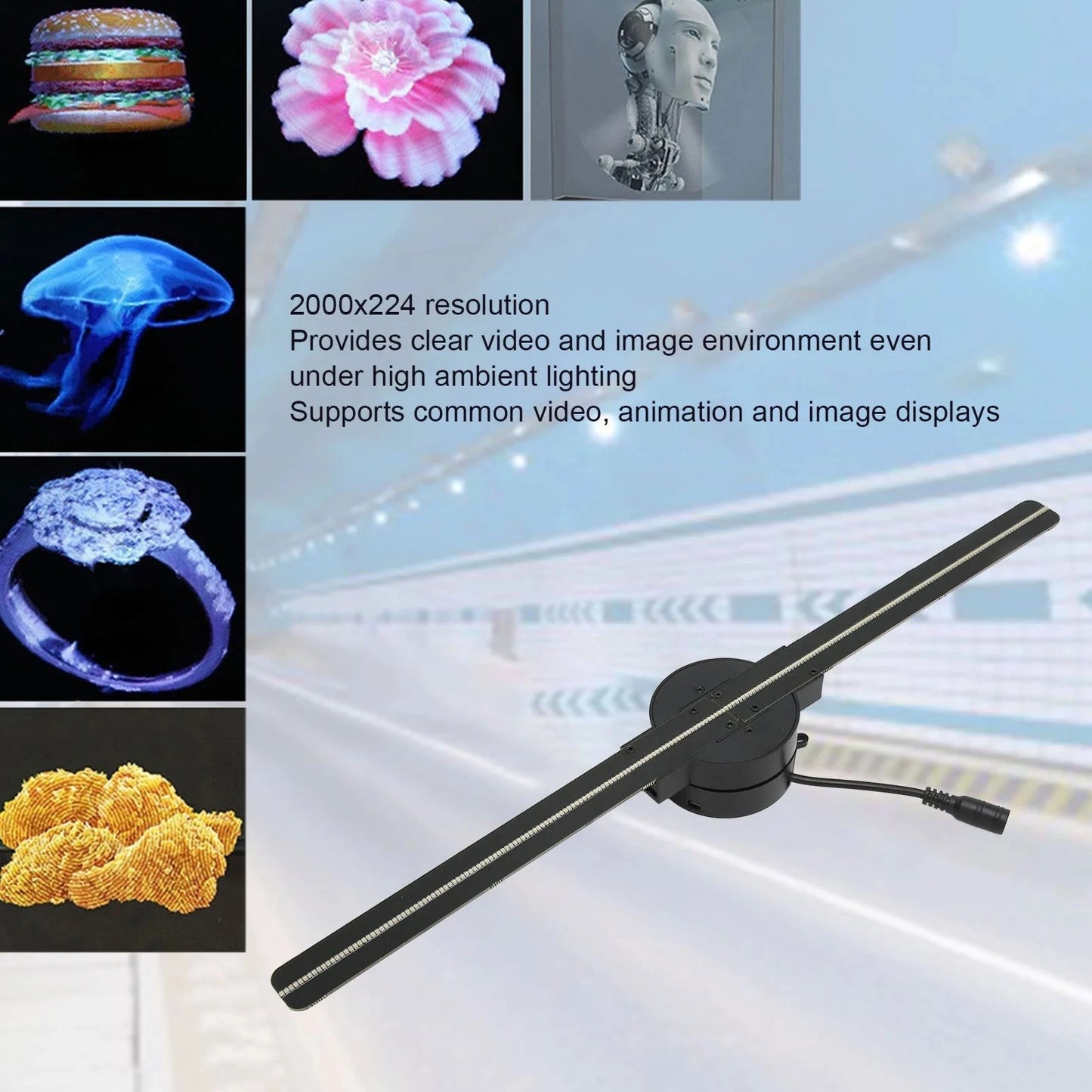 3D Hologram LED Fan Projector – Floating Visual Display