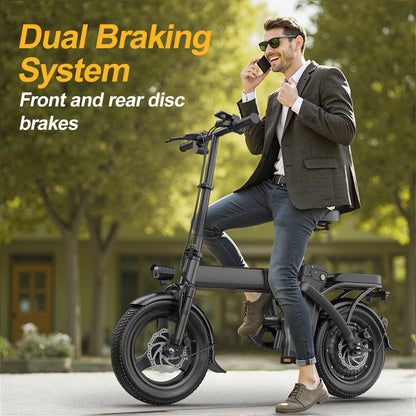 Electric Bike 750W Peak Motor 48V15AH Removable Lithium Battery Aldult Foldable E Bike LCD Display 14-inch Tire Electric Bicycle