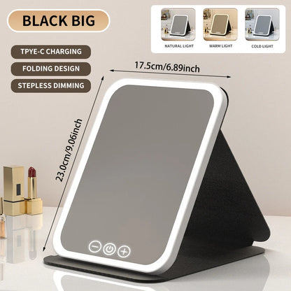VividVue™ Portable Makeup Mirror – 3 Light Modes, Touch Control