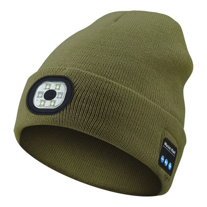 AudioBeam™ 3-in-1 Bluetooth Beanie — Built-In LED Headlamp & Wireless Headphones