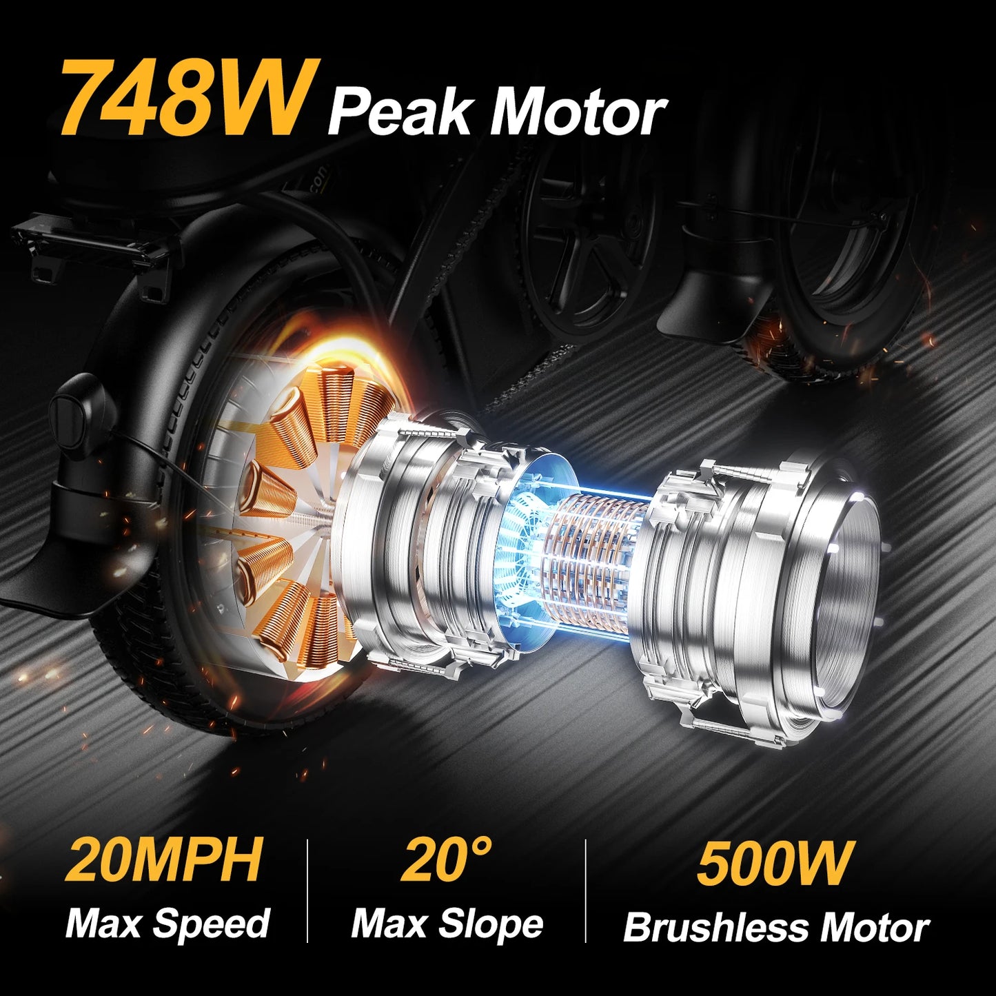 Electric Bike 750W Peak Motor 48V15AH Removable Lithium Battery Aldult Foldable E Bike LCD Display 14-inch Tire Electric Bicycle