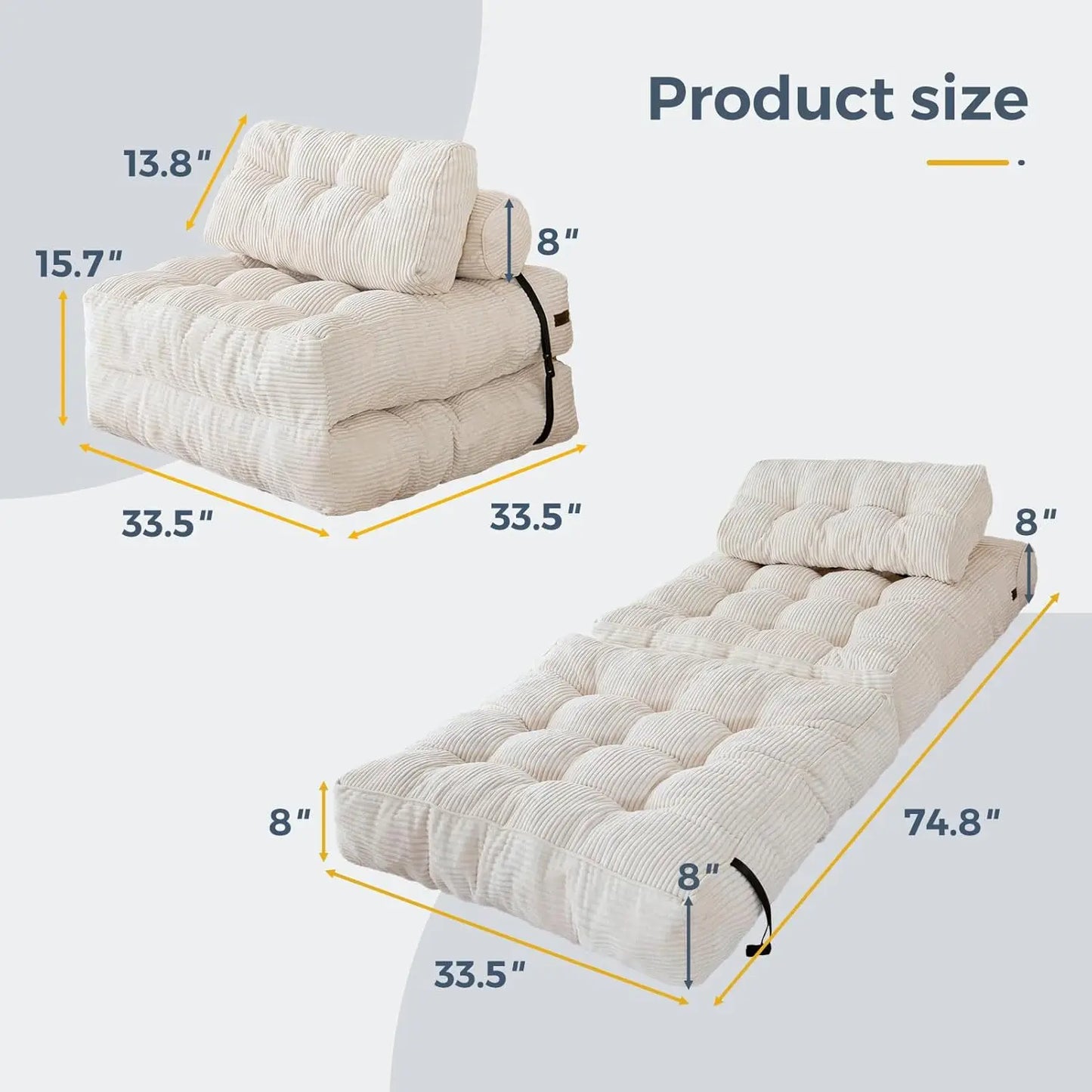 NestLounge™ Convertible Chair Bed – Plush Fold-Out Lounge Chair