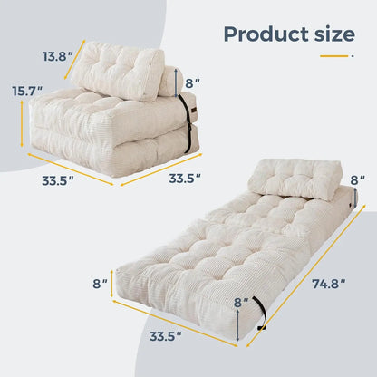 NestLounge™ Convertible Chair Bed – Plush Fold-Out Lounge Chair