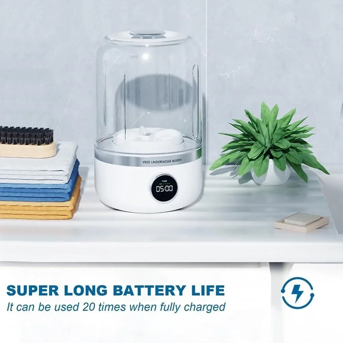 MiniWash™ Ye02 – Portable 1L Wireless Washing Machine for Delicates