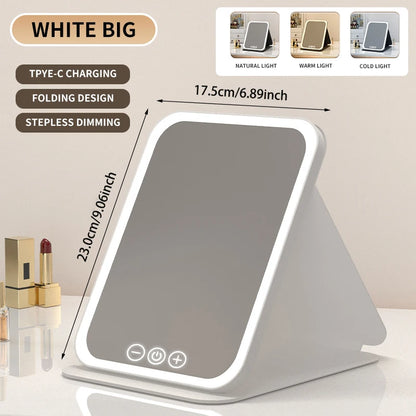 VividVue™ Portable Makeup Mirror – 3 Light Modes, Touch Control