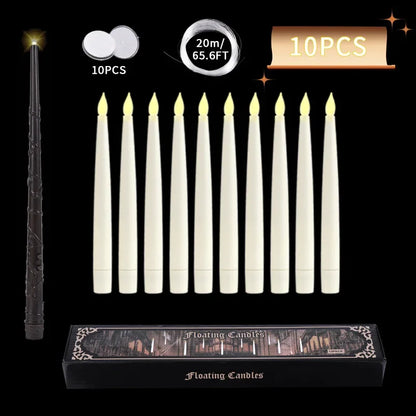 EnchantGlow™ Floating LED Candles with Magic Wand