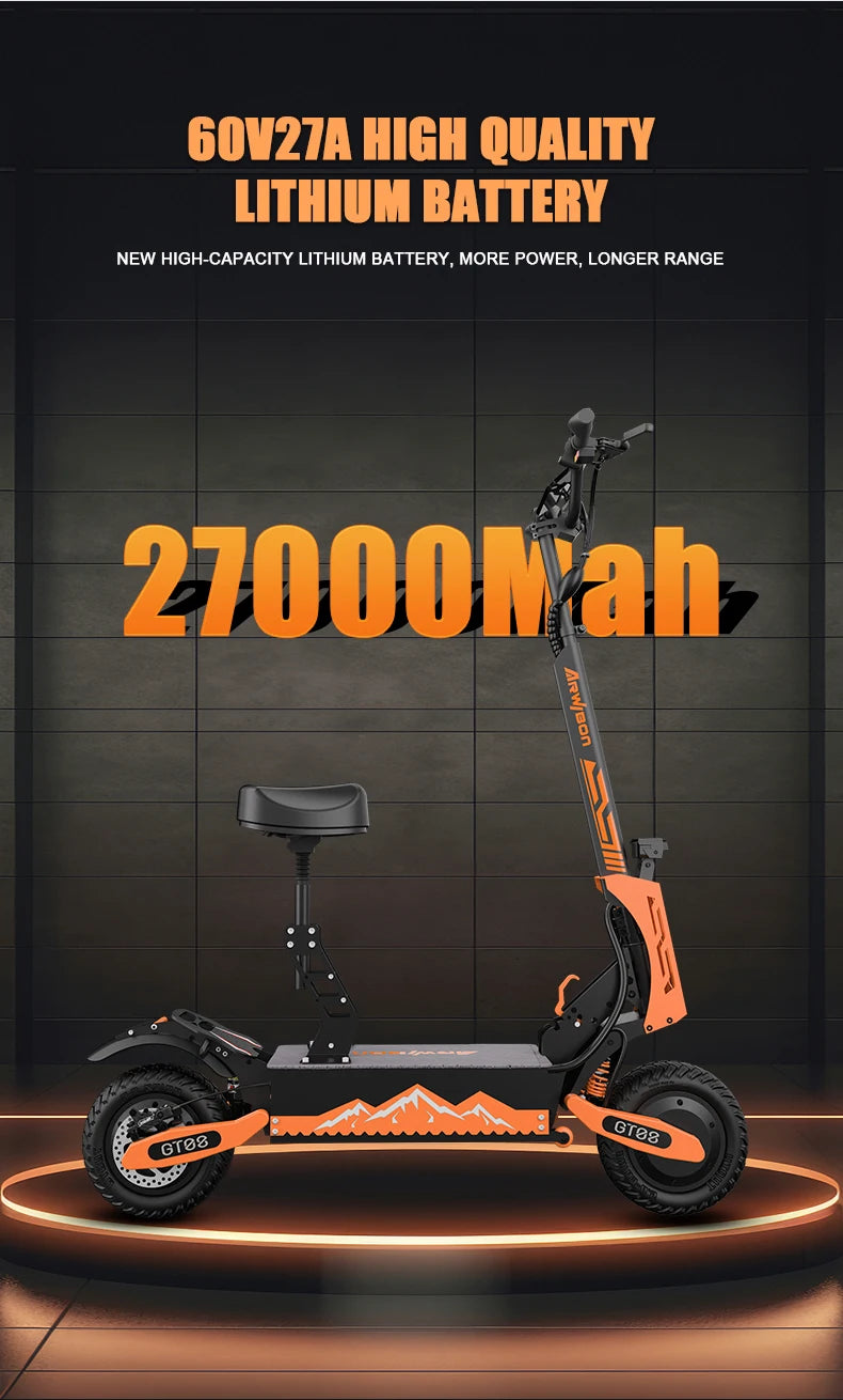 Arwibon™ 5600W Dual Motor Electric Scooter – 46 MPH, Off-Road, Foldable with Seat