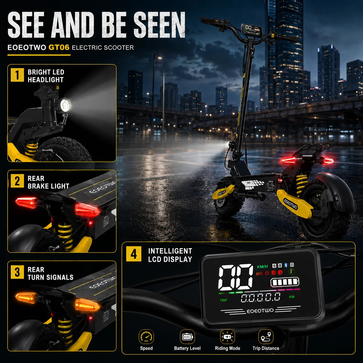 EOEOTWO™ 1200W Off-Road Electric Scooter – 28-31 MPH Long Range
