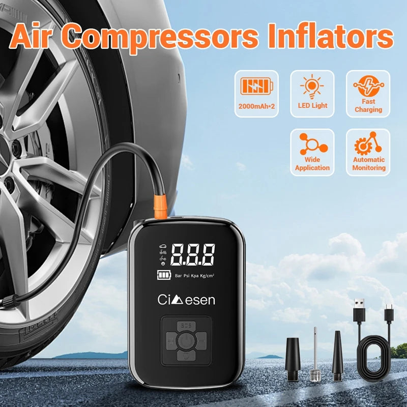 Smart Portable Tire Inflator – Wireless 150 PSI Air Pump