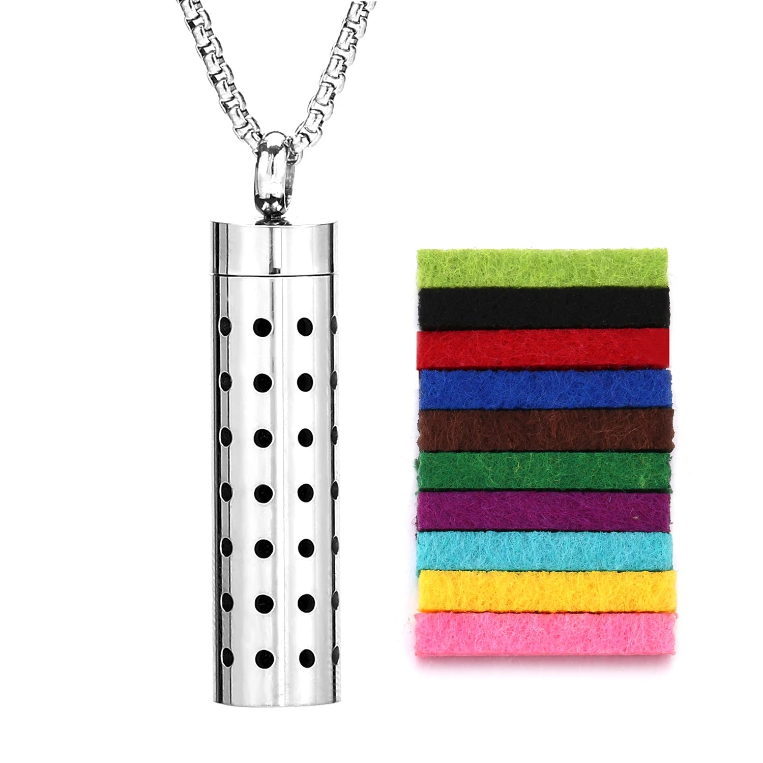 Stylish Stainless Steel Air Freshener Pendant Necklace - Versatile Perfume Oil Diffuser Charm for Men, Women, and Teens
