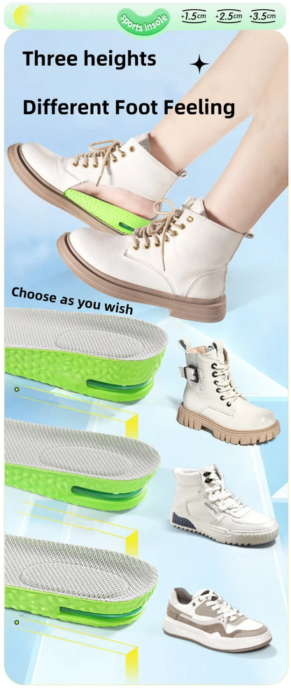 Premium Air Cushion Height Boost Insoles – Breathable, Shock-Absorbing & Odor-Resistant
