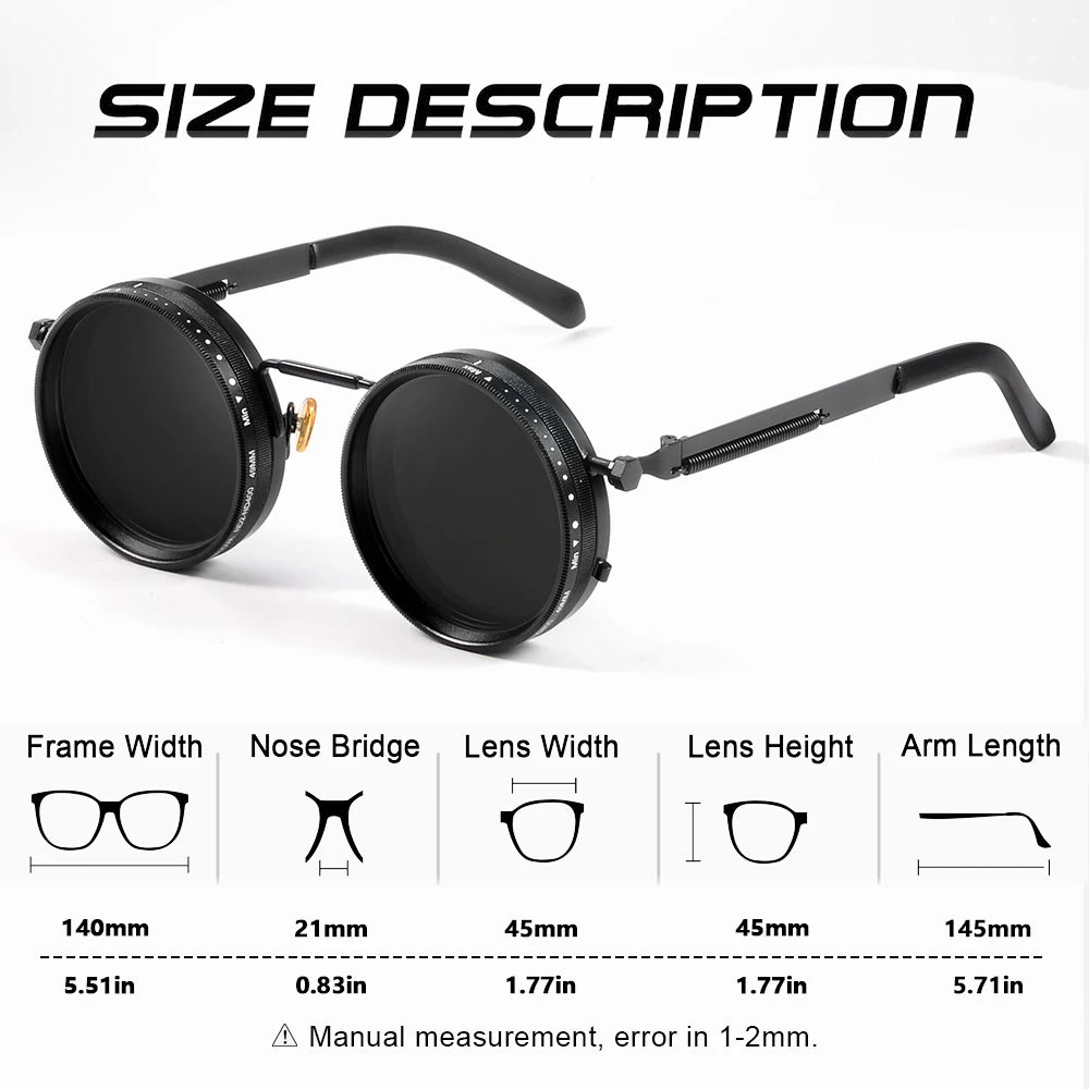 CRIXALIS Polarized Adjustable-Tint Sunglasses (ND9) – UV400 Retro Round Shades