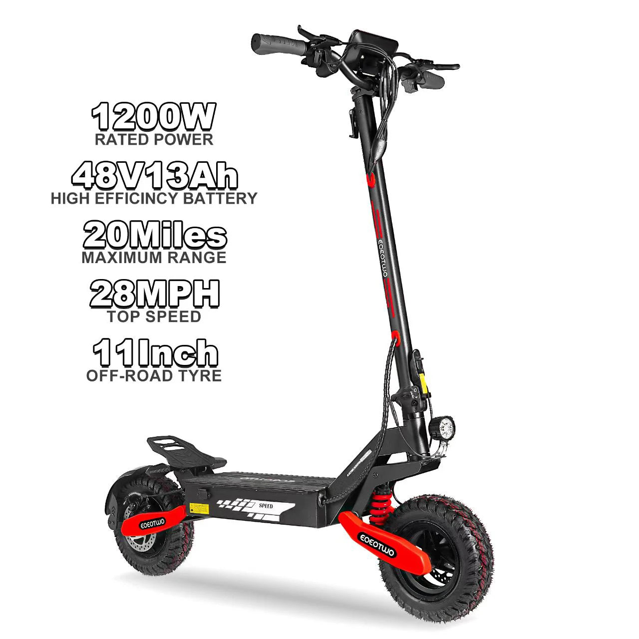 EOEOTWO™ 1200W Off-Road Electric Scooter – 28-31 MPH Long Range
