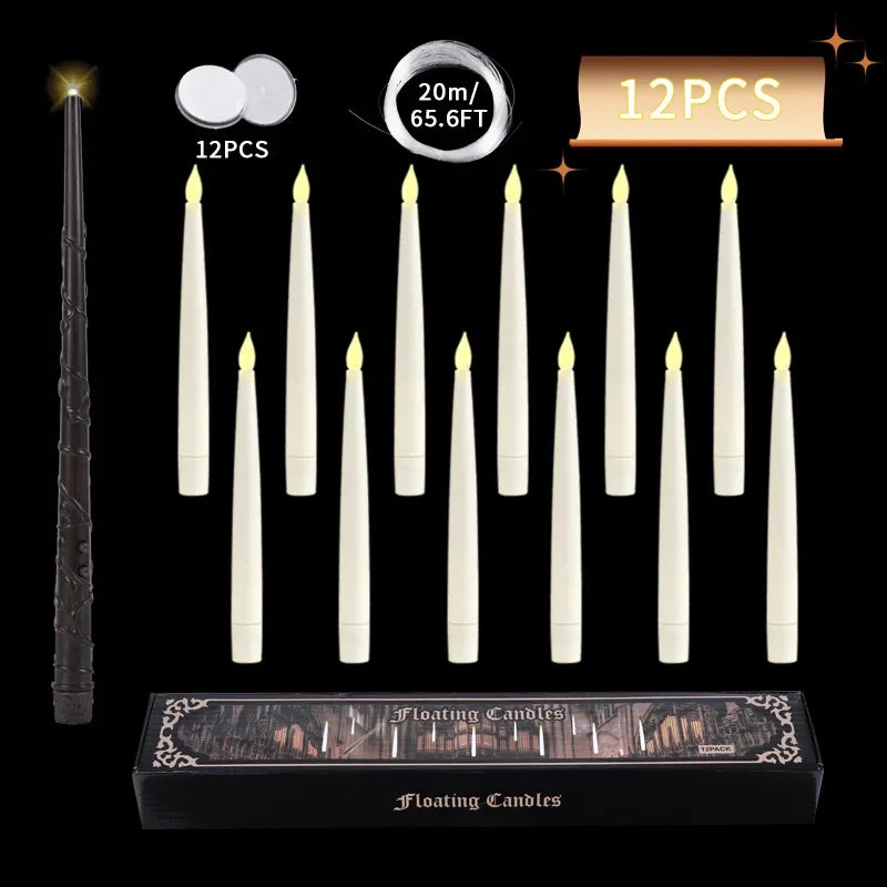 EnchantGlow™ Floating LED Candles with Magic Wand