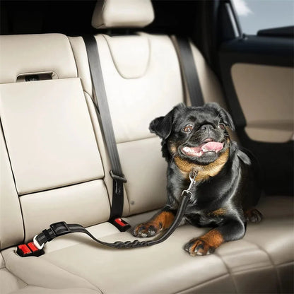 SafeRide™ Adjustable Dog Car Seat Belt – Pet Safety Harness Clip for Cars