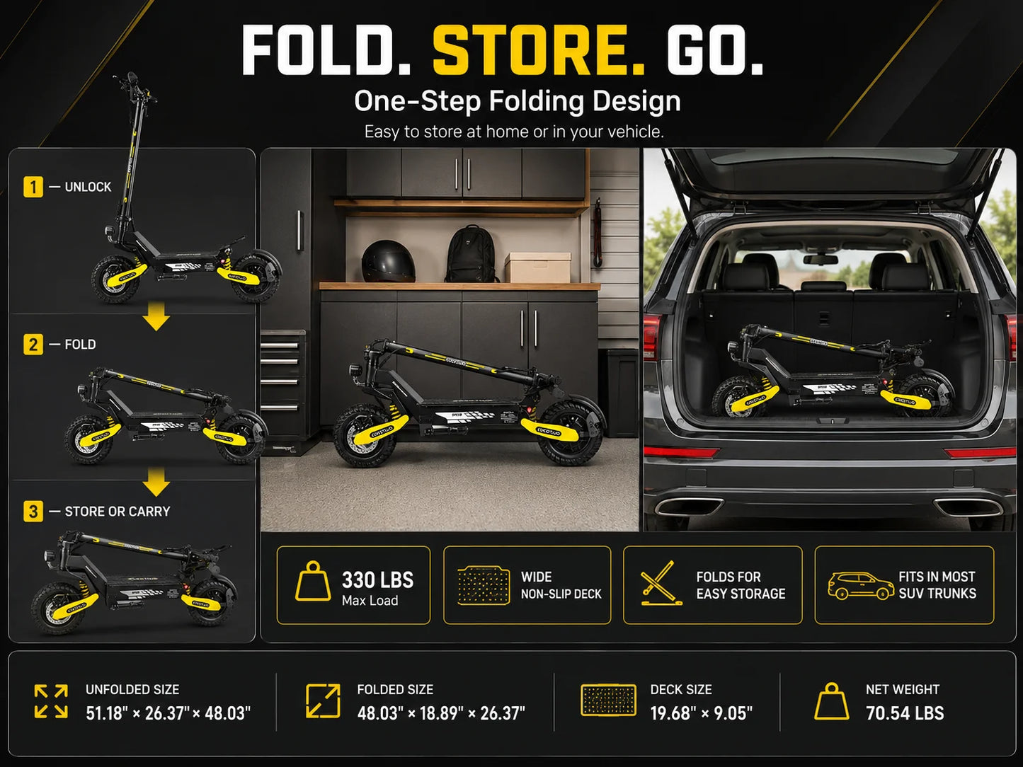 EOEOTWO™ 1200W Off-Road Electric Scooter – 28-31 MPH Long Range
