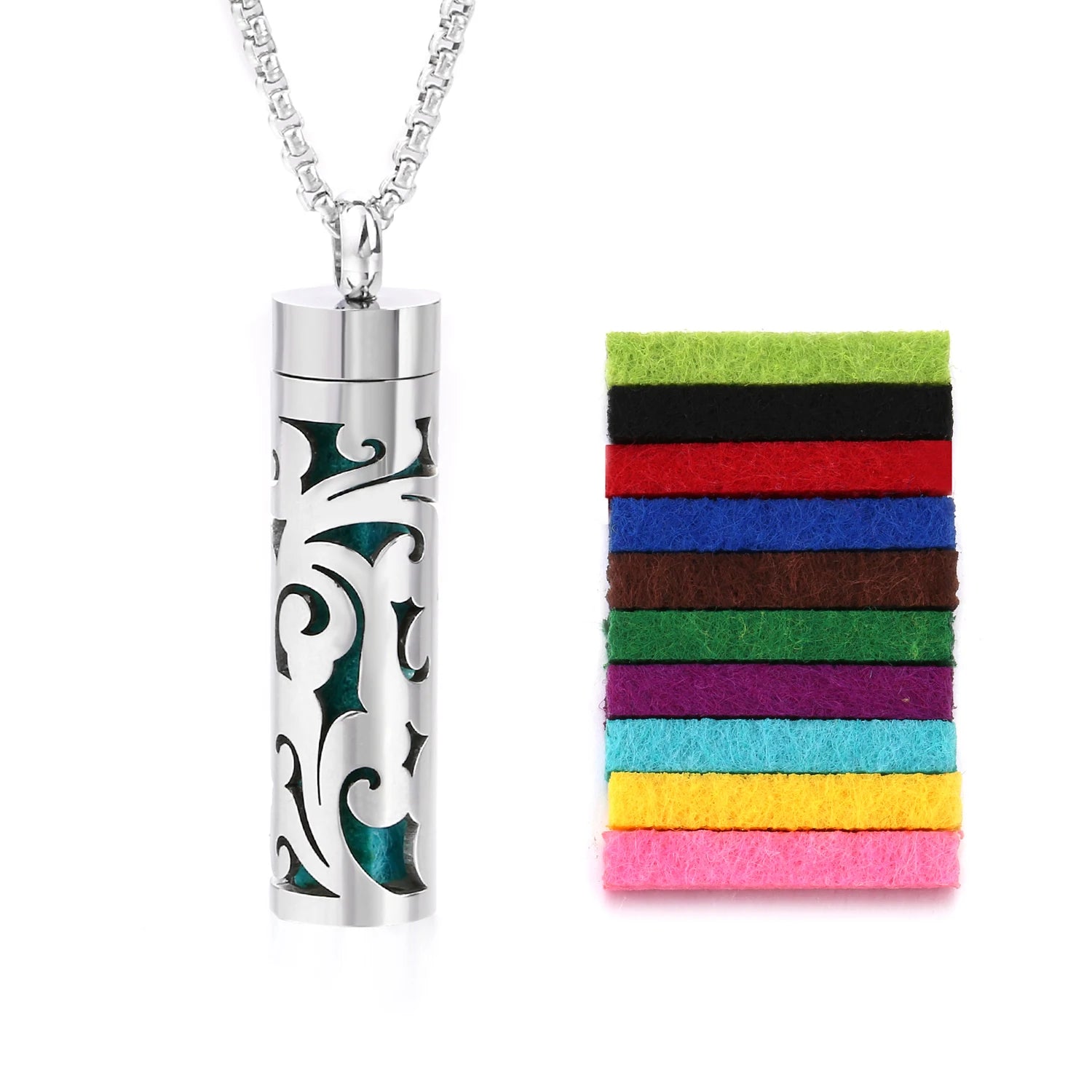 Stylish Stainless Steel Air Freshener Pendant Necklace - Versatile Perfume Oil Diffuser Charm for Men, Women, and Teens