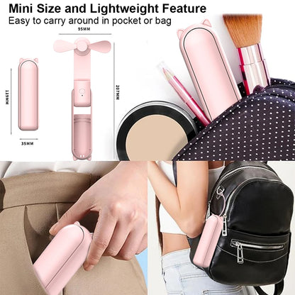 3-in-1 Portable USB Rechargeable Fan – 2000mAh, 3-Speed, Foldable Handheld & Desk Fan with Power Bank