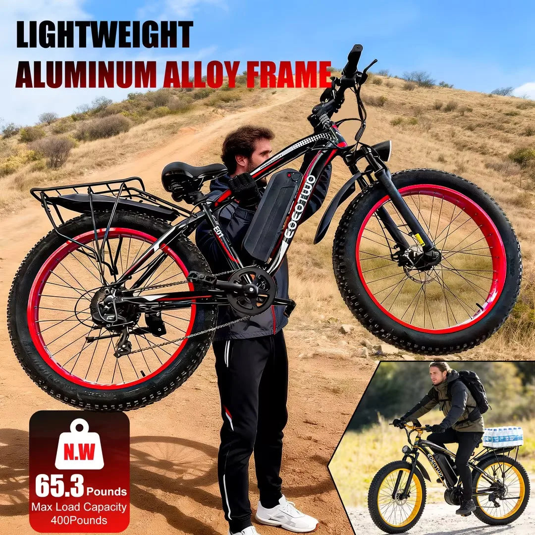 EOEOTWO™ 1500W High-Speed Electric Fat Tire Bike – 34MPH Power Ride